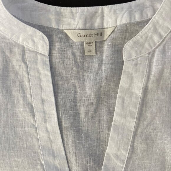 Garnet Hill Women European Flax Linen Tunic Top Size XL Quiet Luxury Coastal - Picture 5 of 10